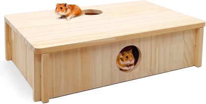 kathson Multi-Chamber Hamster Maze House,Wooden Syrian Hamster Maze Hideout,Small Pets Habitats