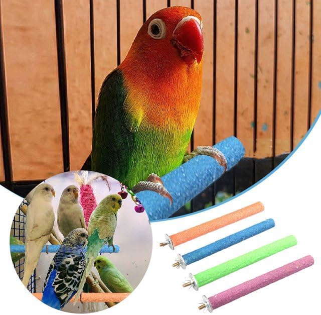 1Pc Random Color Bird Perch Stand Toy Wood Parrot Perch Stand Grinding Claw Sticks Sanded Surface
