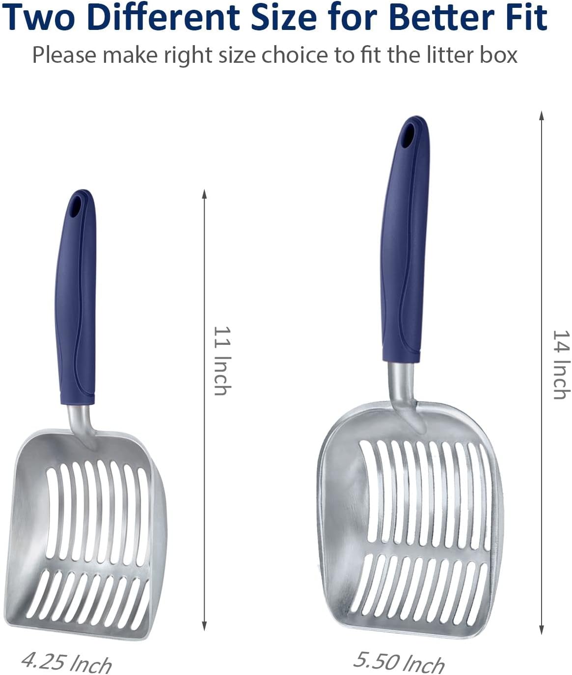 WePet Cat Litter Scoop, Aluminum Alloy Sifter, Kitty Metal Scooper, Deep Shovel, Long Handle, Poop