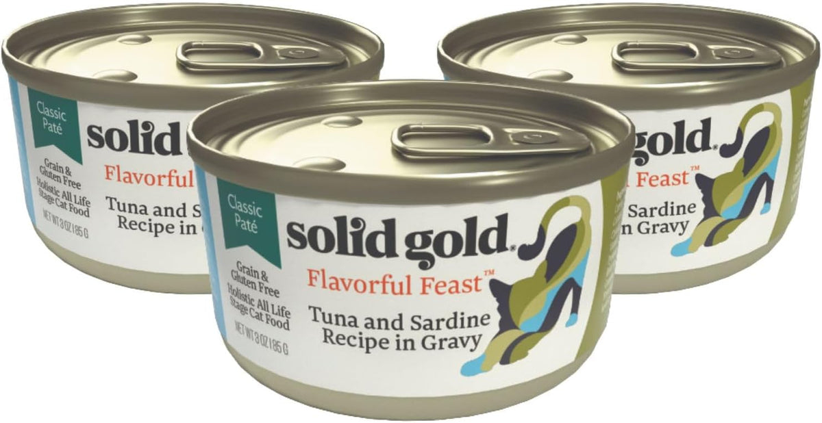 Solid Gold Wet Cat Food Pate - Healthy Canned Cat Food Pate w/Real Tuna & Sardine, Omega Fatty