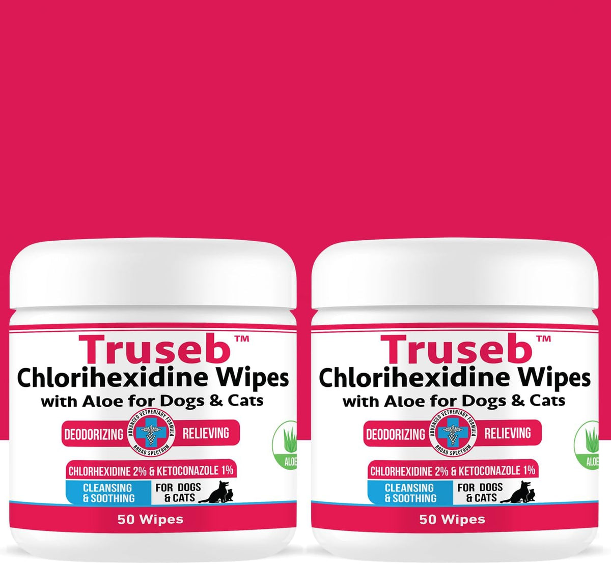 Truseb Topical for Dogs, Cats and Horses - with Aloe for Cleansing (Ketoconazole & Chlorhexidine