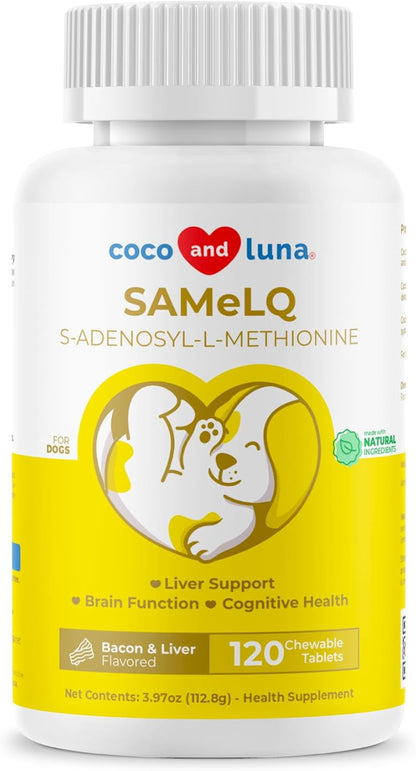 Same for Dogs - 120 Chewable Tablets - S-Adenosyl-L-Methionine, Liver Supplement - Brain Health