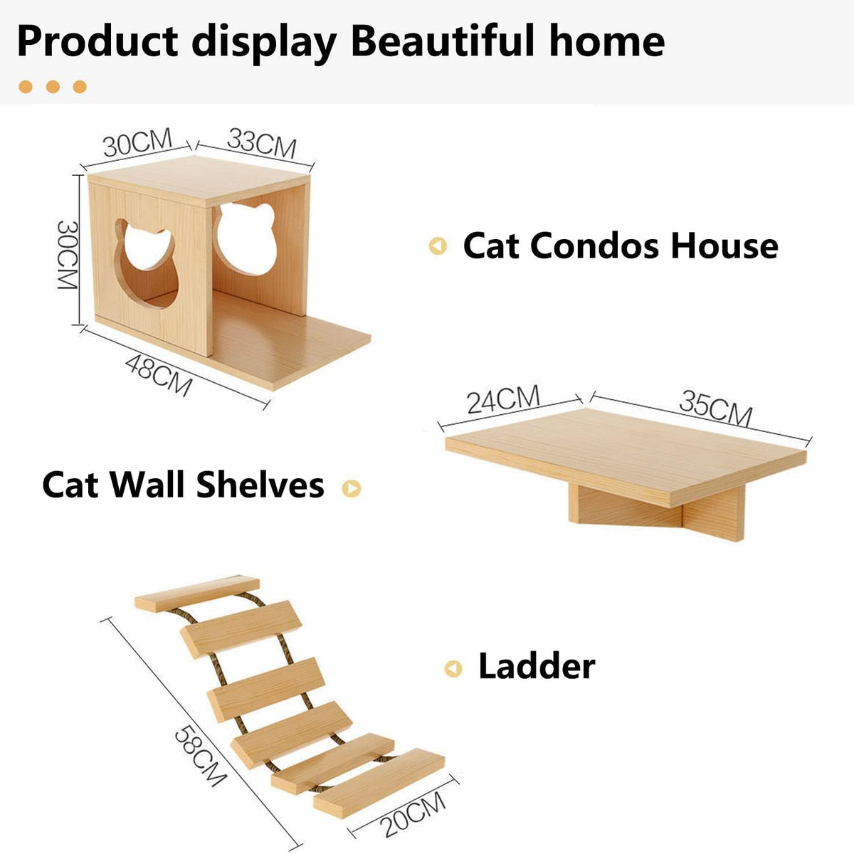 Cat Wall Shelves and Furniture Set with Condos, Perches, Bridge Ladders, Sisal Scratching Posts