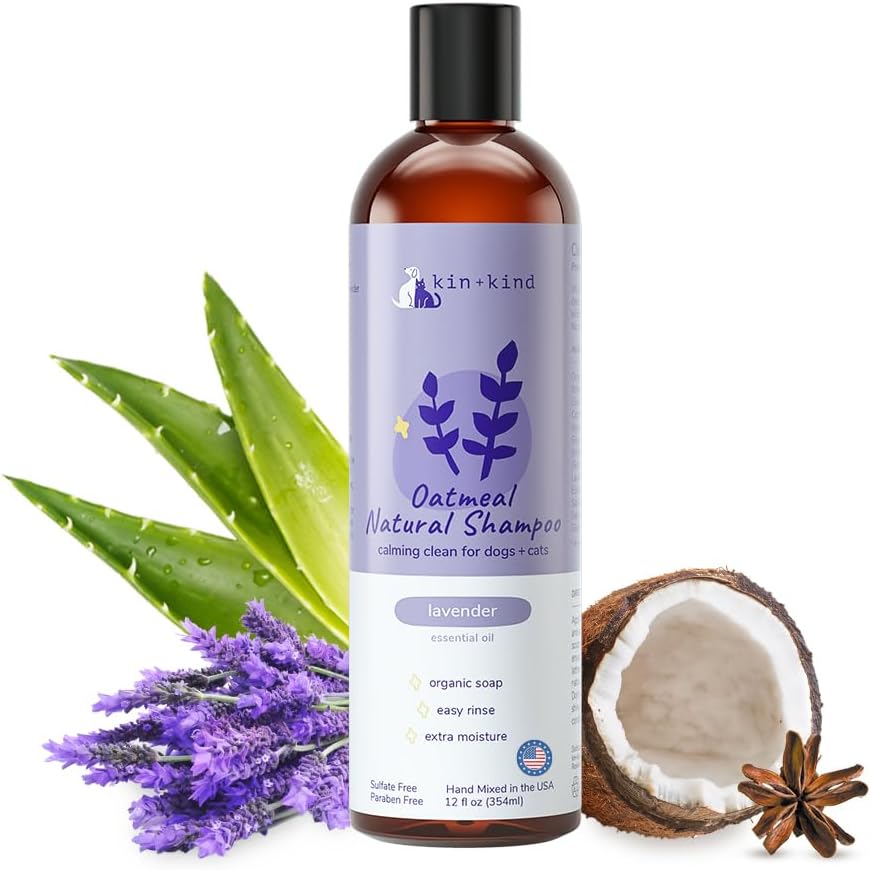 kin+kind Oatmeal Shampoo Lavender for Dogs & Cats Natural Dog Shampoo for Itchy & Sensitive Skin