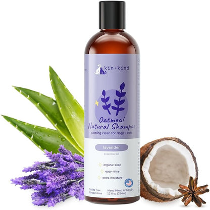 kin+kind Oatmeal Shampoo Lavender for Dogs & Cats Natural Dog Shampoo for Itchy & Sensitive Skin