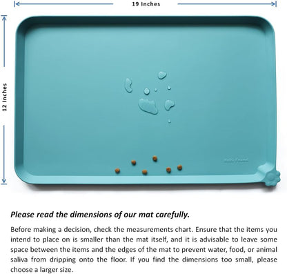 Hoki Found Silicone Pet Food Mats Tray - Non Slip Cat & Dog Bowl Mats - Waterproof & Pet-Friendly