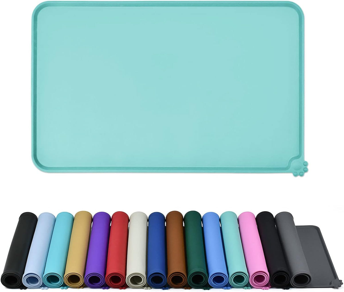 Waterproof Pet Feeding Mat with High Raised Edges, Heavier and Thicker Placemats for Cat Dog Water