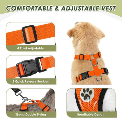 SlowTon Dog Seat Belt Harness for Car, Dog Car Harness Adjustable Mesh Breathable & Dog Seatbelt