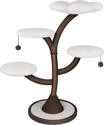 Multi-Level Modern Cat Tree, All-in-One Cat Tower with Scratching Post, Flower Cat Tree Houses for
