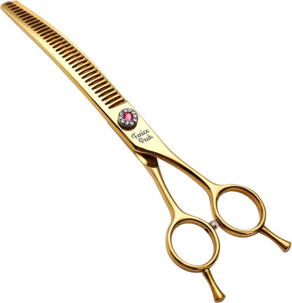 Fenice Peak Professional Dog Grooming Scissors Pet Curved Chunker Shears 7.0'' Extremely Sharp
