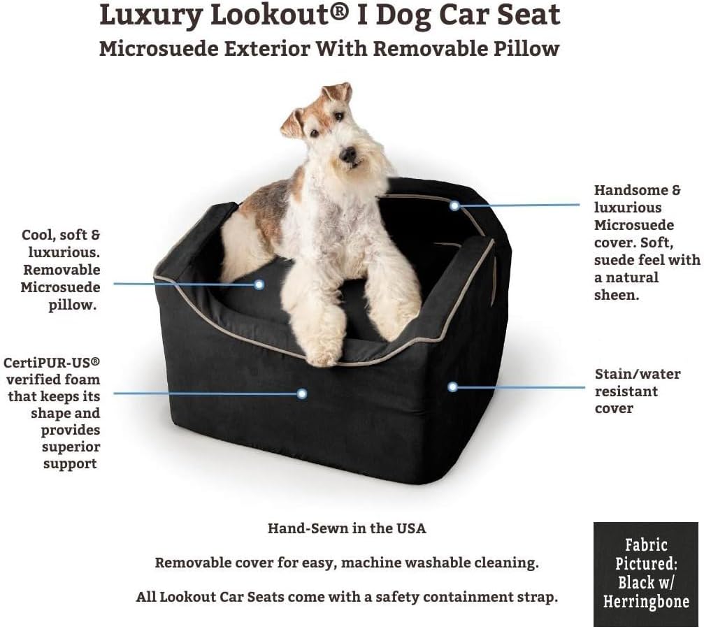 Snoozer Lookout I Car Seat - Dog Car Seats for Small Dogs, Puppy Booster Bed for Small & Medium