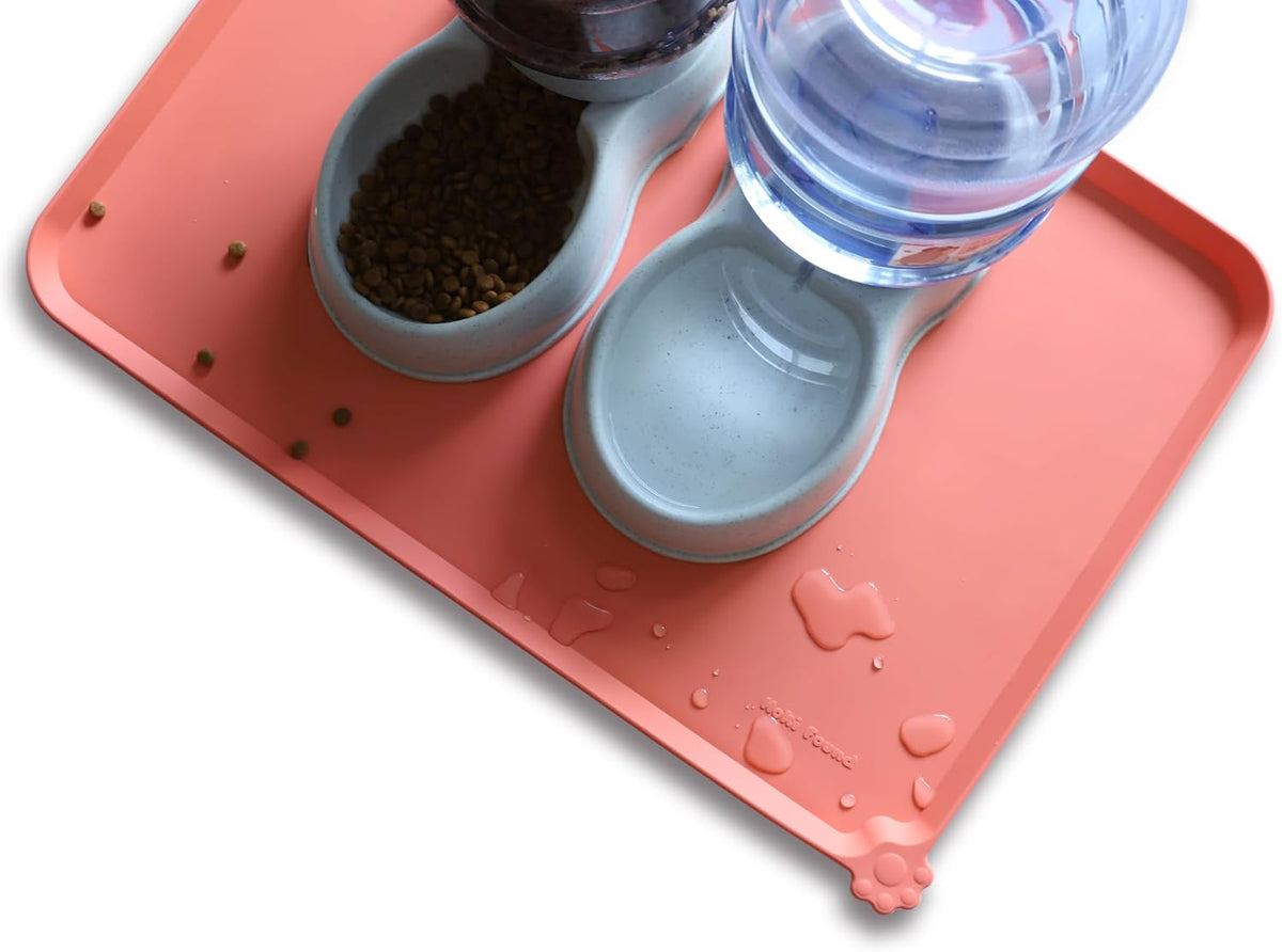Hoki Found Large Silicone Pet Feeding Mats Tray - Non Slip Dog Cat Bowl Mats - Waterproof - Burnt