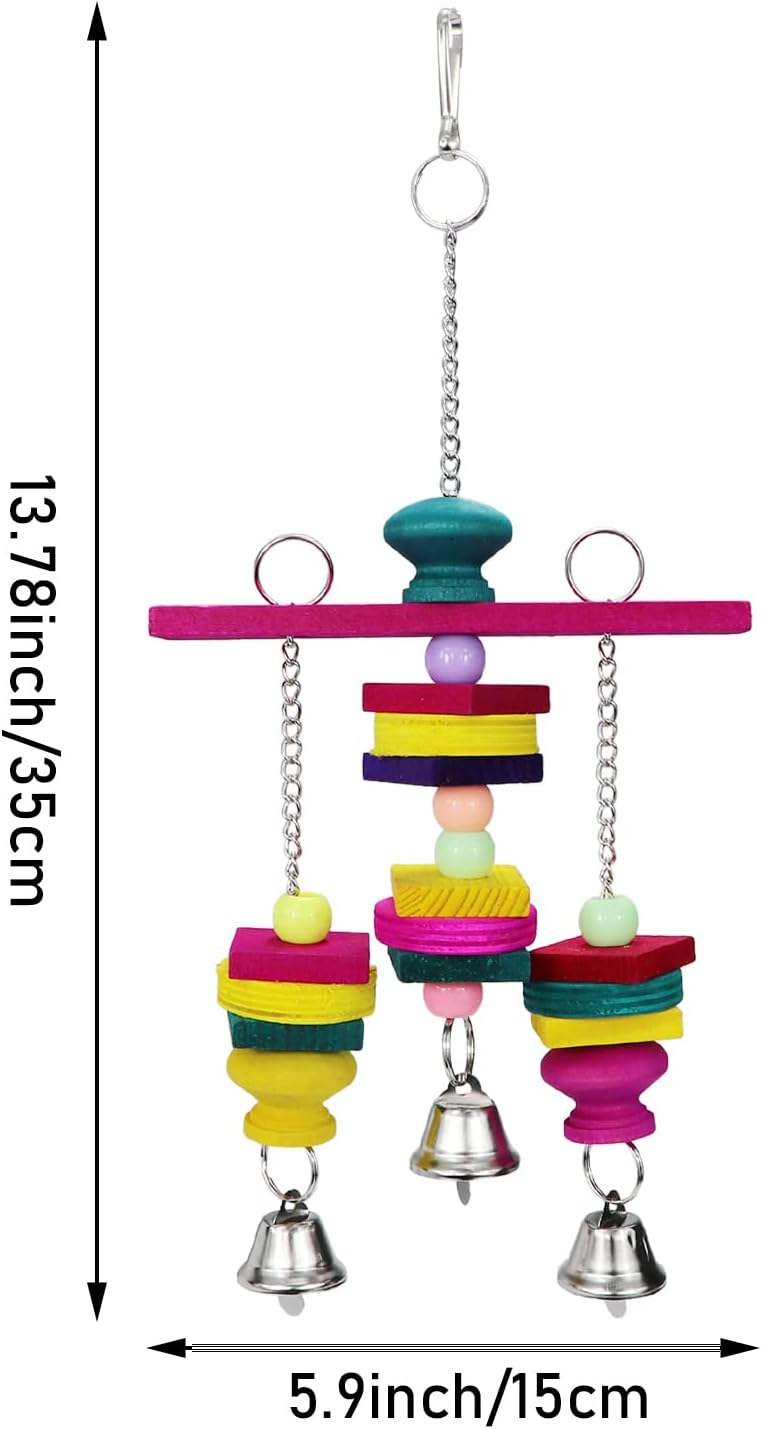 Litewoo Bird Parrot Parakeet Toys, Colorful Bite Wood Swing Toy for Small Medium Parakeet Cockatiel