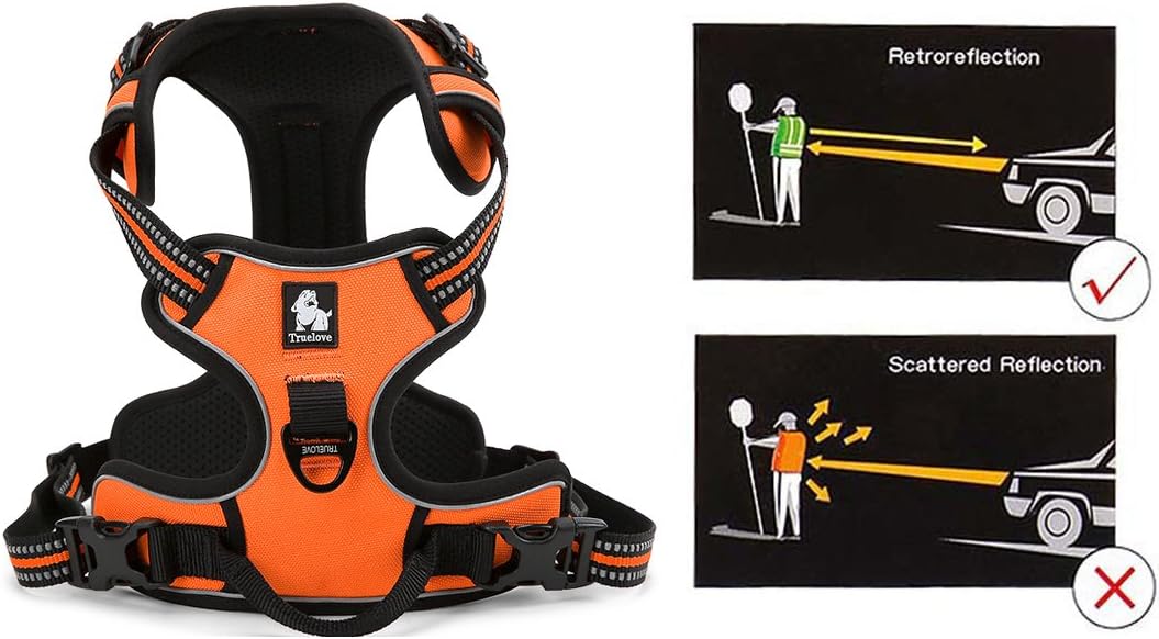 Truelove No Pull Dog Harness with Easy Control Handle and 2 Leash Attachments,Reflective Adjustable