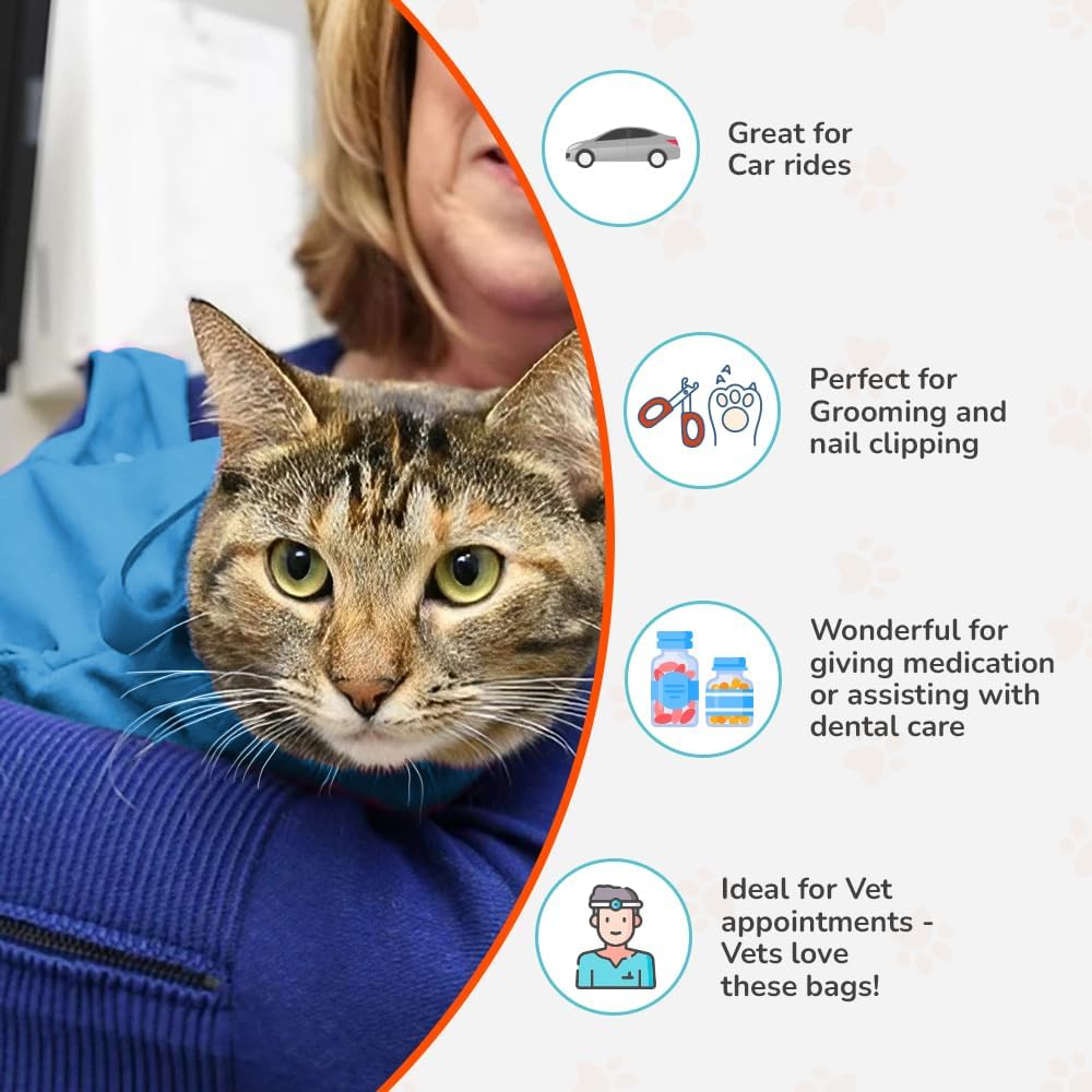 Cozy Comfort Carrier - Small Light Blue Cat Carrier and Cat Restraint Bag for Medication
