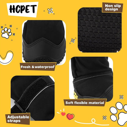 Hcpet Dog Shoes, Dog Boots & Paw Protectors for Winter Snowy Days, Rainy Weather, Outdoor Anti-Slip