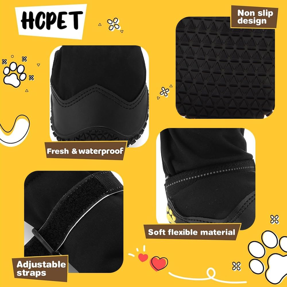 Hcpet Dog Shoes, Dog Boots & Paw Protectors for Winter Snowy Days, Rainy Weather, Outdoor Anti-Slip