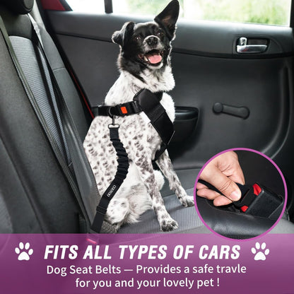 COOYOO Dog Seat Belt, Durability Retractable Dog Car Harness Adjustable Dog Seat Belt for Vehicle