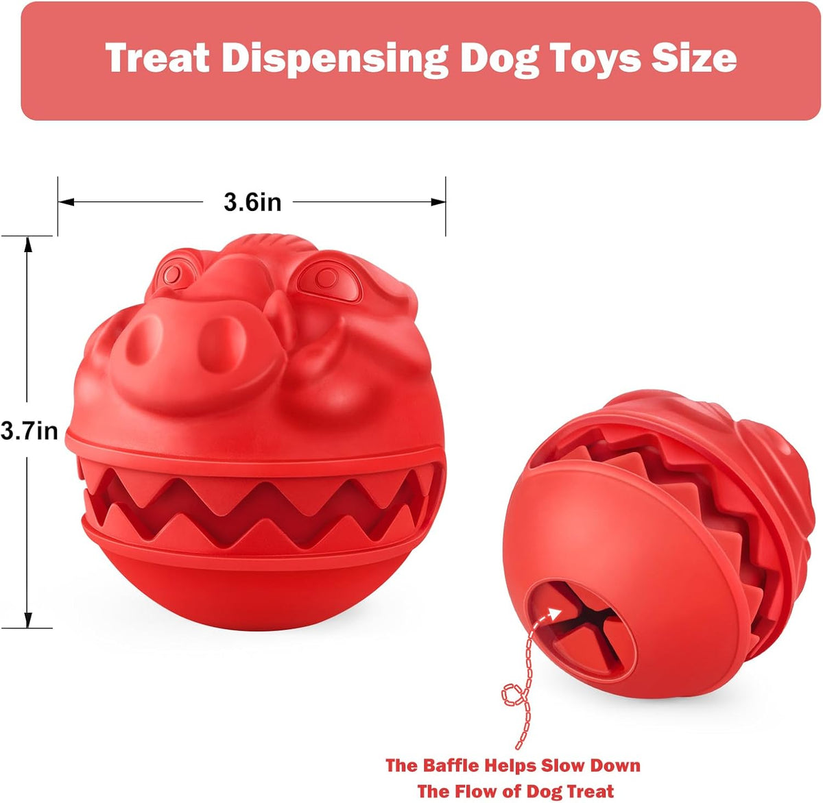 Rubber Treat Dispensing Dog Toys, Indestructible Dog Ball for Aggressive Chewers, Interactive Treat