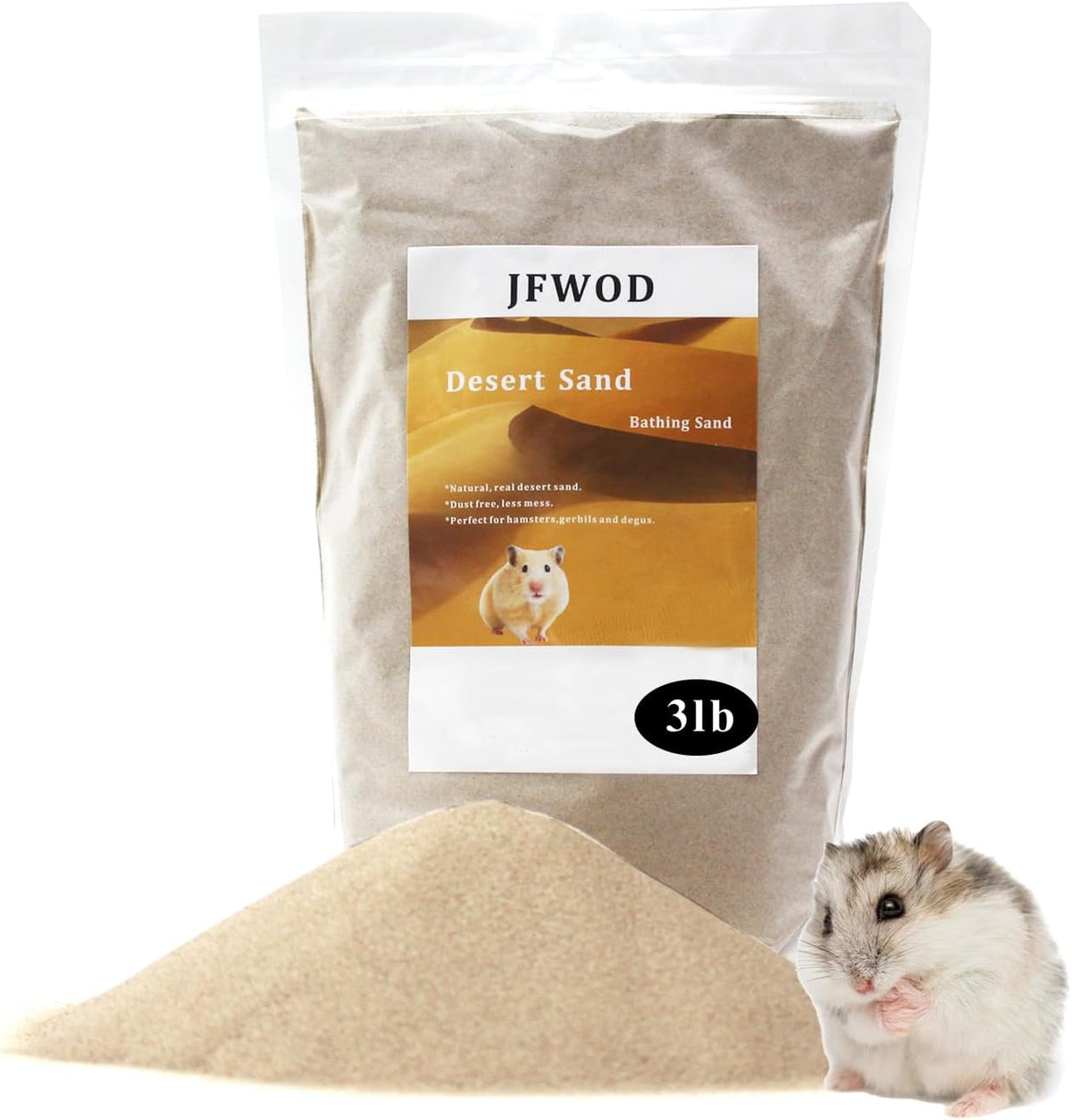 Hamster Bath Sand, 3lb Dust Free Desert Sand or Potty Litter Sand for Hamster Chinchillas Gerbil