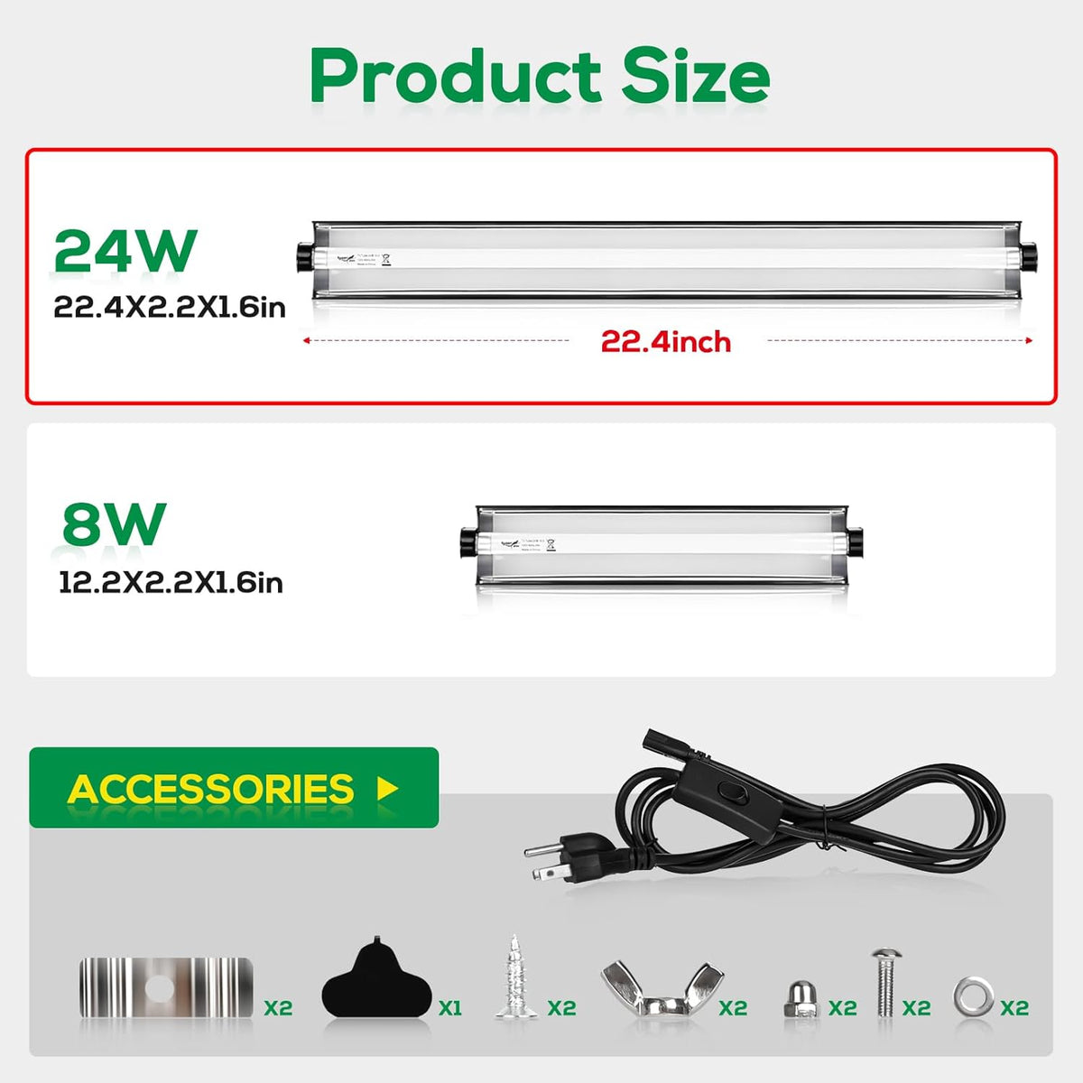 T5 Reptile Light Fixture Combo Kit 24W Light Fixture Reptile Terrarium Hood 10.0 UVB Light Bulb