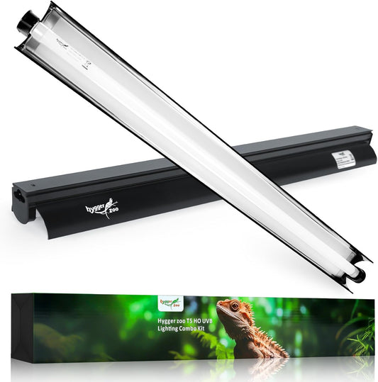T5 Reptile Light Fixture Combo Kit 24W Light Fixture Reptile Terrarium Hood 10.0 UVB Light Bulb