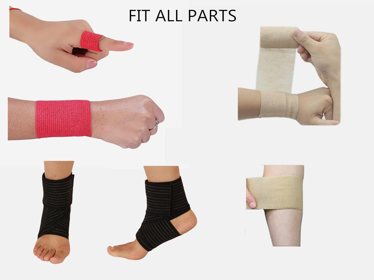 6 Pack 2" x 5 Yards Self Adhesive Bandage Wrap Breathable Cohesive Vet Wrap for Pets, Elastic
