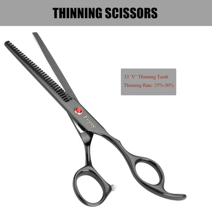 Dog Grooming Scissors Kit, Fcysy Professional Pet Hair Cutting Shears Set with Curved & Straight