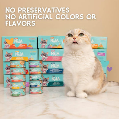 LOVE, NALA - FLAKED Fish & Chicken Variety Pack - 24 Pack- Natural Adult Cat Wet Food - Grain Free