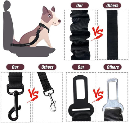 COOYOO Dog Seat Belt,3 Piece Set Retractable Dog Car Adjustable Seatbelts for Vehicle Nylon Pet