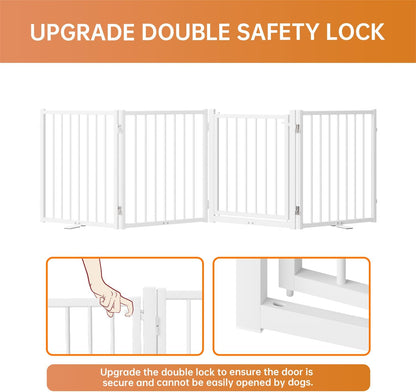 Full Metal Freestanding Dog Gate with Door, 24'' Height Foldable Pet Dog Fence for Indoor &