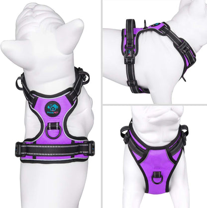 PHOEPET No Pull Dog Harnesses for Small Puppies Reflective Adjustable Front Clip Vest with 2 Metal