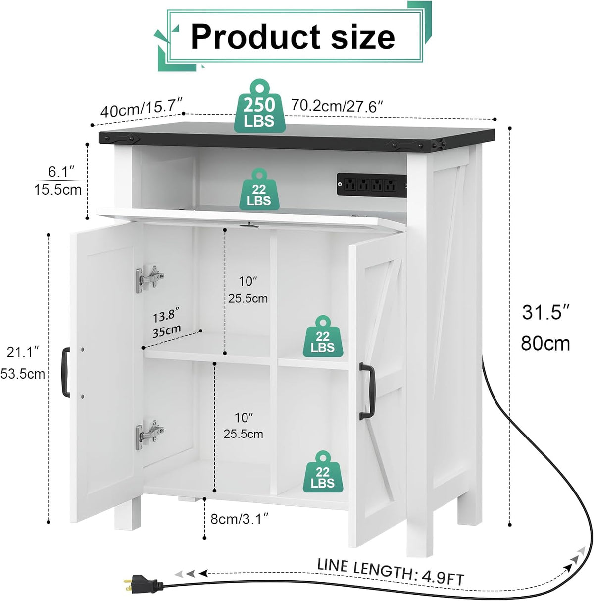 Suadism 20 Gallon Aquarium Stand With Charging Station, Farmhouse Fish Tank Stand, Reptile and