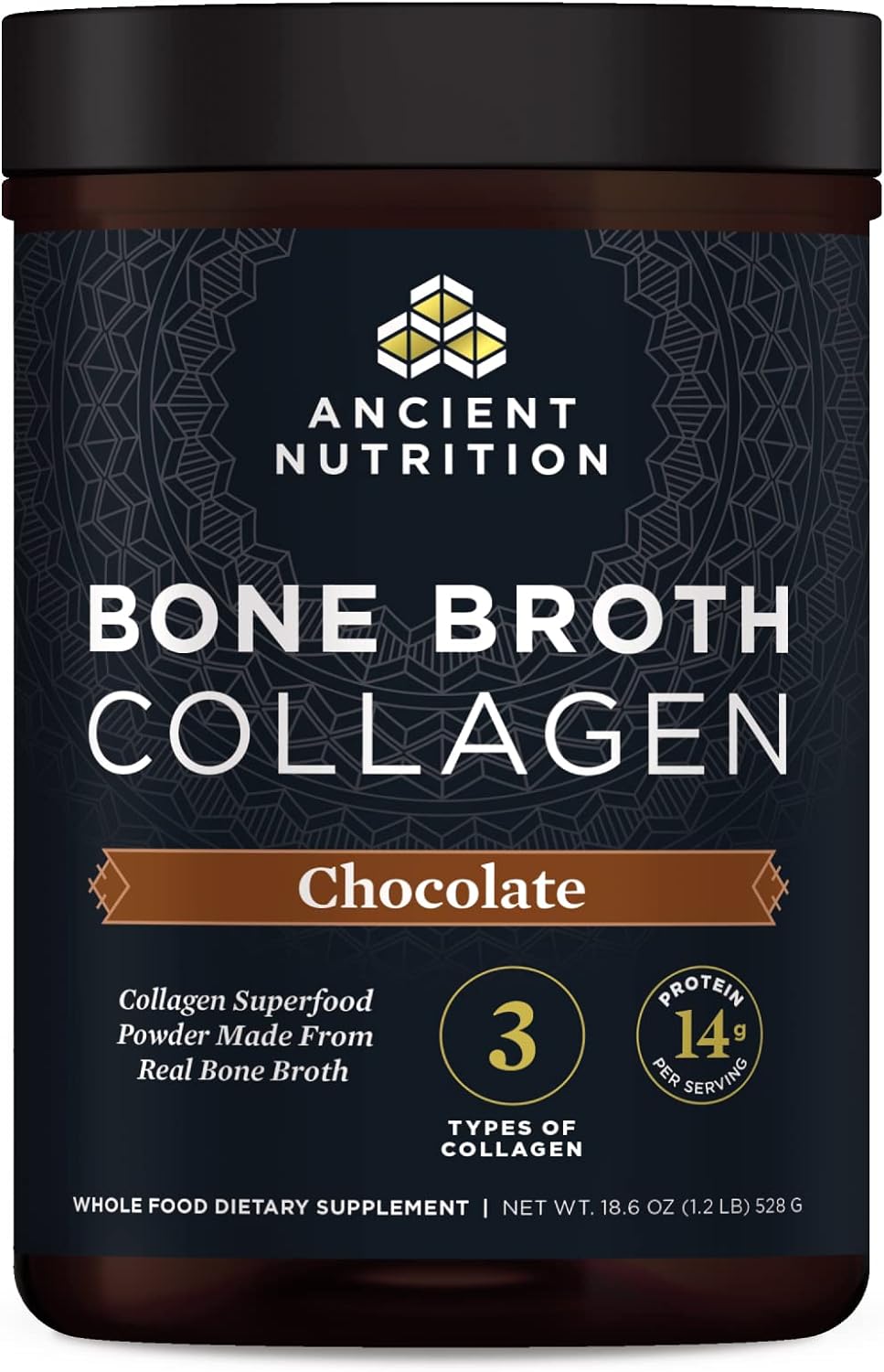 Ancient Nutrition Collagen Powder, Bone Broth Collagen, Chocolate, Hydrolyzed Multi Collagen