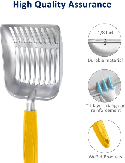 WePet Cat Litter Scoop, Aluminum Alloy Sifter, Kitty Metal Scooper, Deep Shovel, Long Handle, Poop