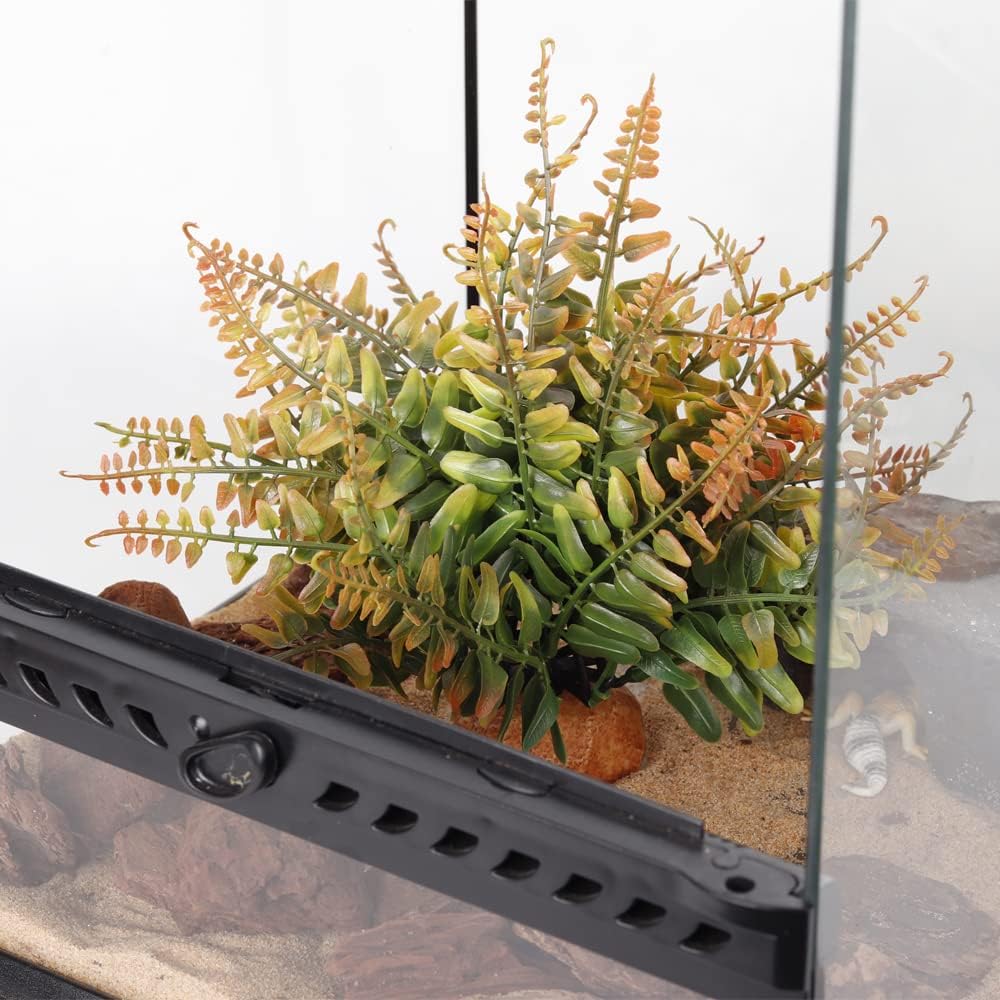 Fake Fall Colors Boston Fern, Reptile Plants for Terrarium, Amphibian Tank Accessories Habitat