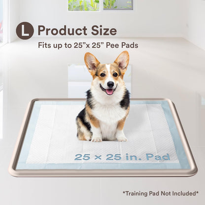 Pee Pad Tray Holder for Dogs - Fits Up to 25 x 25 in. Square Potty Training Pads No Spill Raised