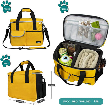 PetAmi Dog Travel Bag, Travel Pet Bag Organizer, Dog Food Travel Bag with Food Container and Bowls