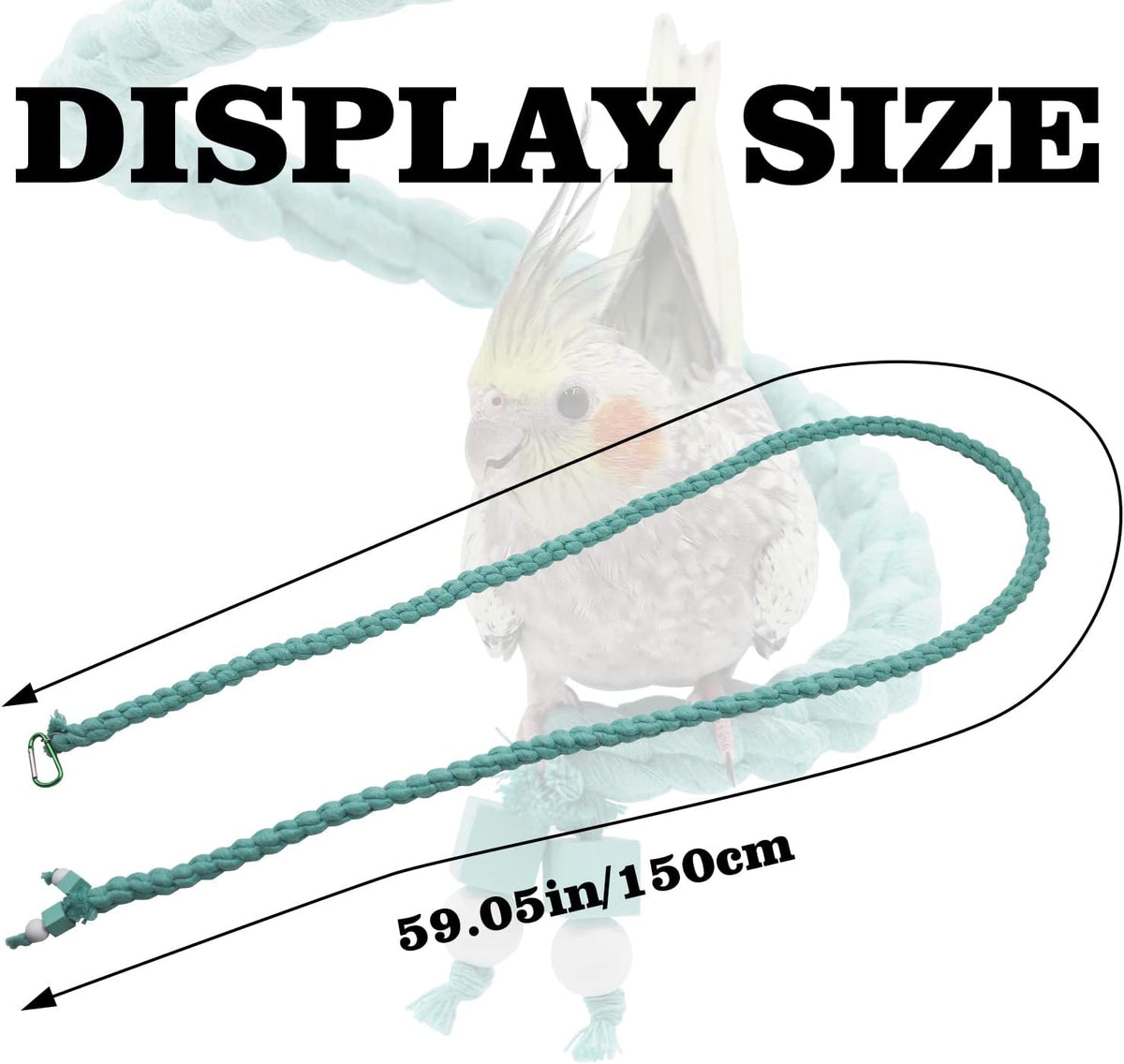 Dnoifne 59 Inch Spiral Rope Perch, Bird Cage Stand Pole Accessory, Climbing Toy for Parrot