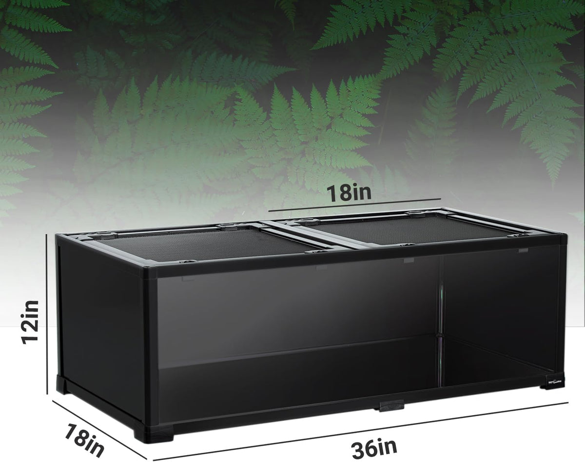 REPTIZOO 34 Gallon Glass Reptile Terrarium, 36" x 18"x 12" Wide & Low Reptile Tank Snake Terrarium
