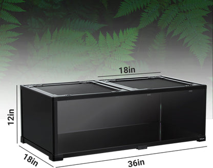 REPTIZOO 34 Gallon Glass Reptile Terrarium, 36" x 18"x 12" Wide & Low Reptile Tank Snake Terrarium