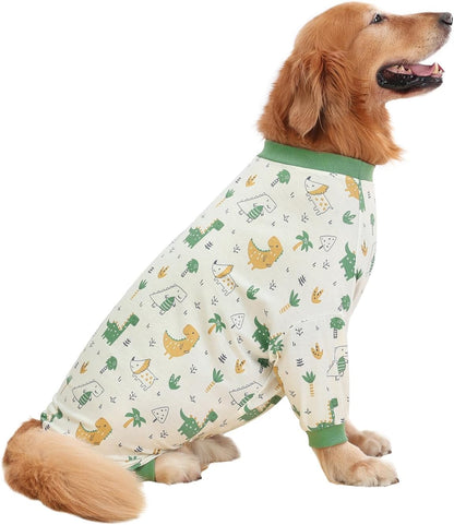 HDE Dog Pajamas One Piece Jammies Jumpsuit Pet Clothes Outfit Stretchy Lightweight Comfy Shirt Pjs