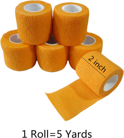 6 Pack 2" x 5 Yards Self Adhesive Bandage Wrap Breathable Cohesive Vet Wrap for Pets, Elastic