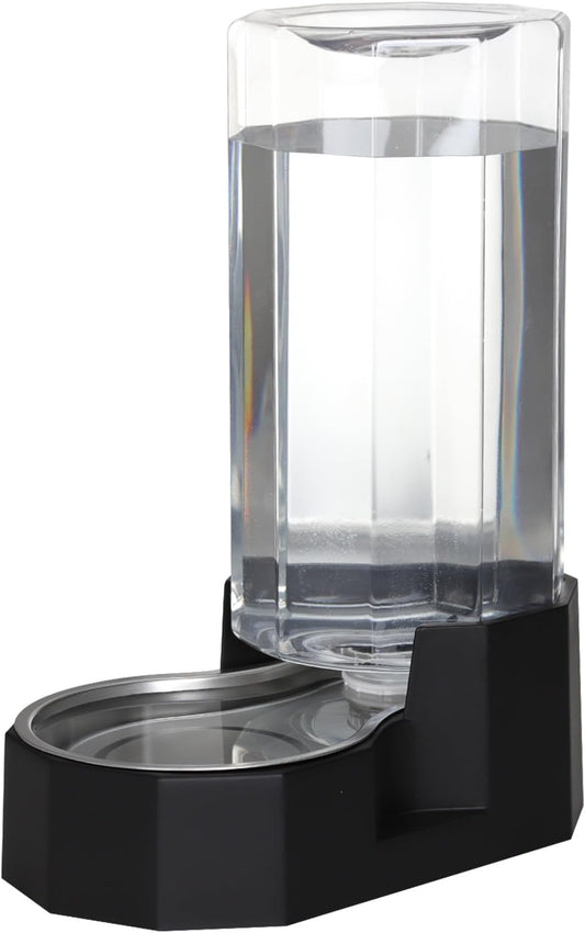 Sfozstra Large Dog Water Dispenser: 9L Automatic Black Water Feeder with Stainless Steel Bowl