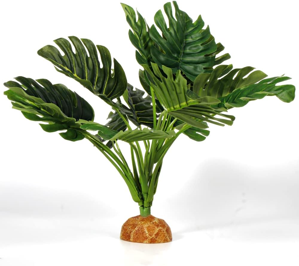 Fake Monstera Plants, Reptile Terrarium Decor, Bearded Dragon Tank Accessories fit Crested Gecko