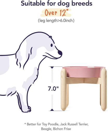 LE TAUCI Ceramic Slow Feed Dog Bowls, Elevated for Small and Medium Breed Dogs, Anti-Gulping Pet