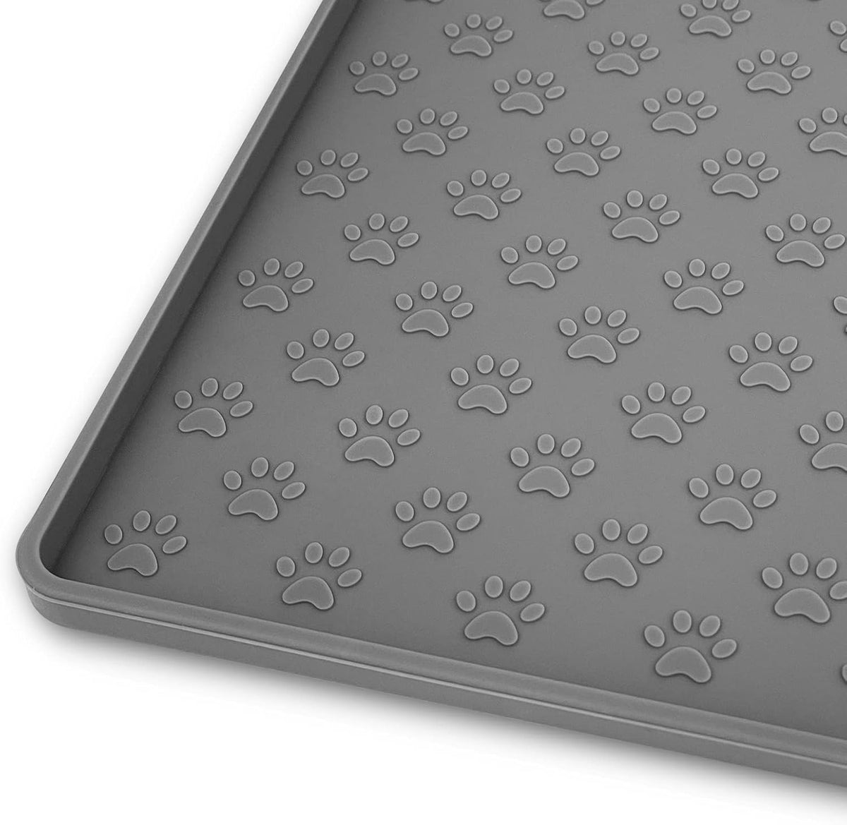 Ptlom Grey Pet Placemat for Dog and Cat, Waterproof Anti-Slip Pet Feeding Bowl Mats for Food and