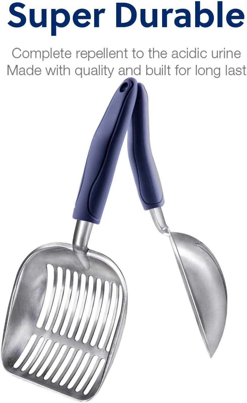 WePet Cat Litter Scoop, Aluminum Alloy Sifter, Kitty Metal Scooper, Deep Shovel, Long Handle, Poop