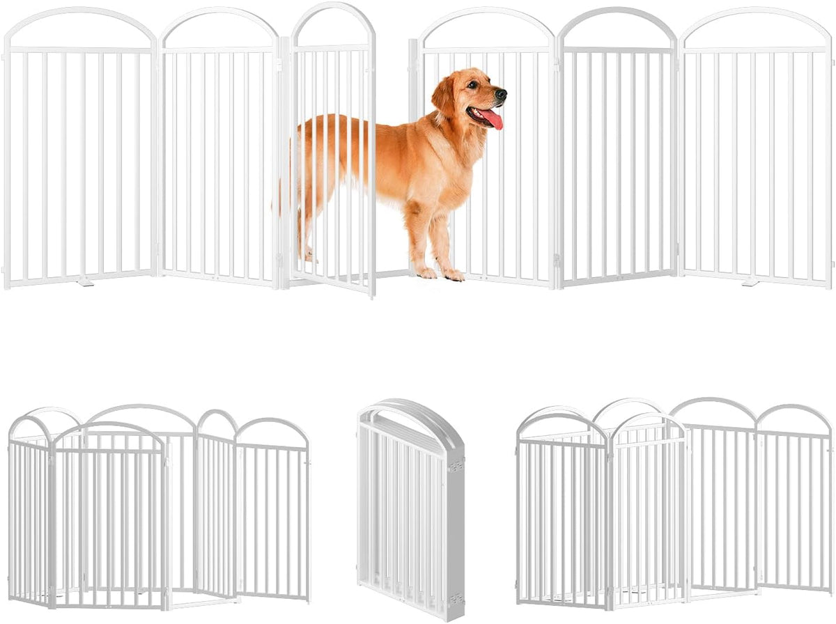 6 Panles Full Matel Freestanding Dog Gates with Door, 144"Extra Wide 36"Tall Free Standing Dog Pet