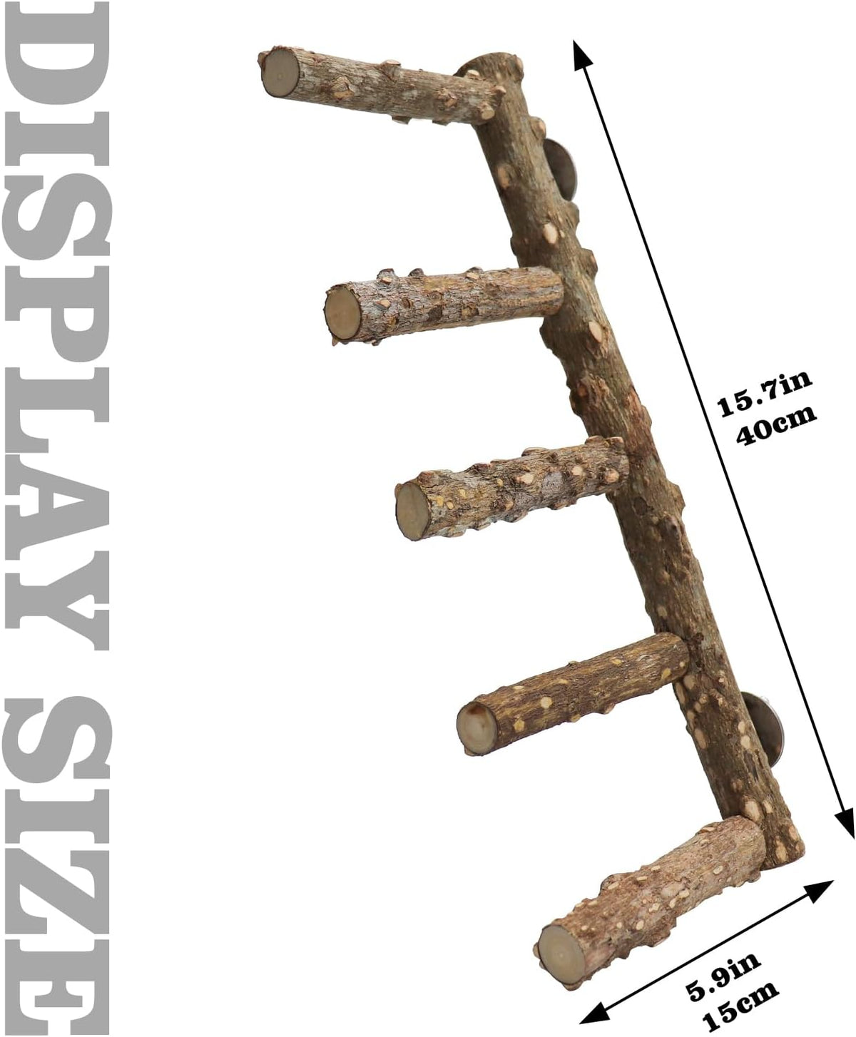15.7 Inch Large Bird Perch Stand, Natural Wood Parrot Climbing Ladder Toys, Bird Cage Accessories
